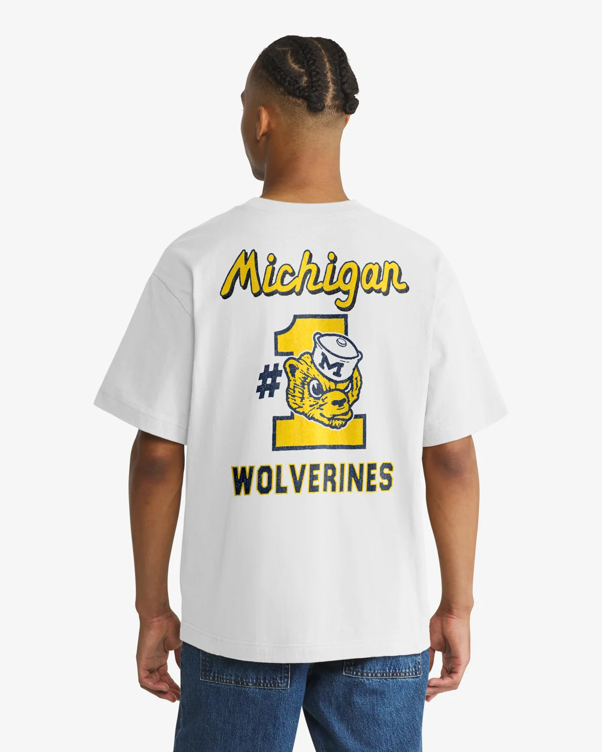 MICHIGAN WOLVERINES VINTAGE CAMPUS MASCOT BACKER '47 FOUNDATION TEE