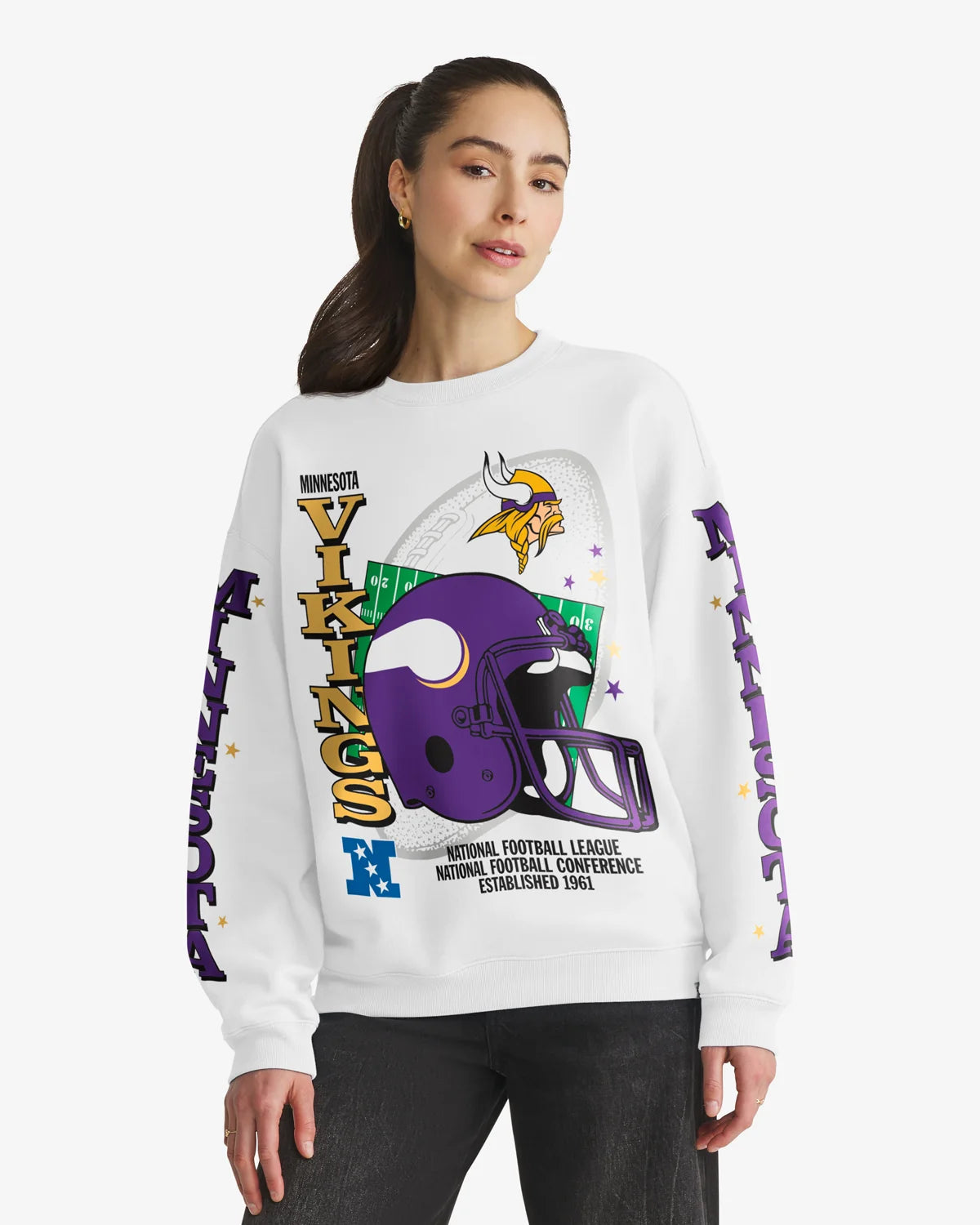 MINNESOTA VIKINGS THUNDEROUS '47 WOMEN'S OVERSIZED CREW