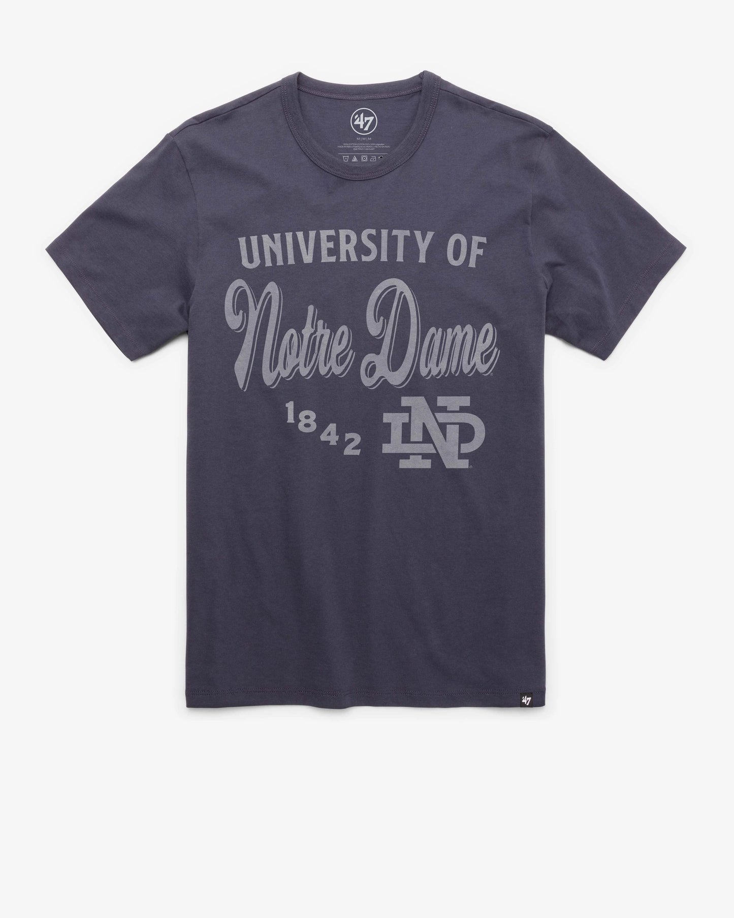 NOTRE DAME FIGHTING IRISH VINTAGE DIAG SCRIPT '47 FRANKLIN TEE