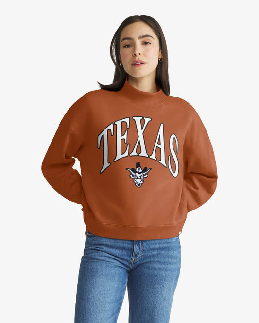 TEXAS LONGHORNS VINTAGE VANTAGE '47 WOMEN'S MOCK NECK PULLOVER