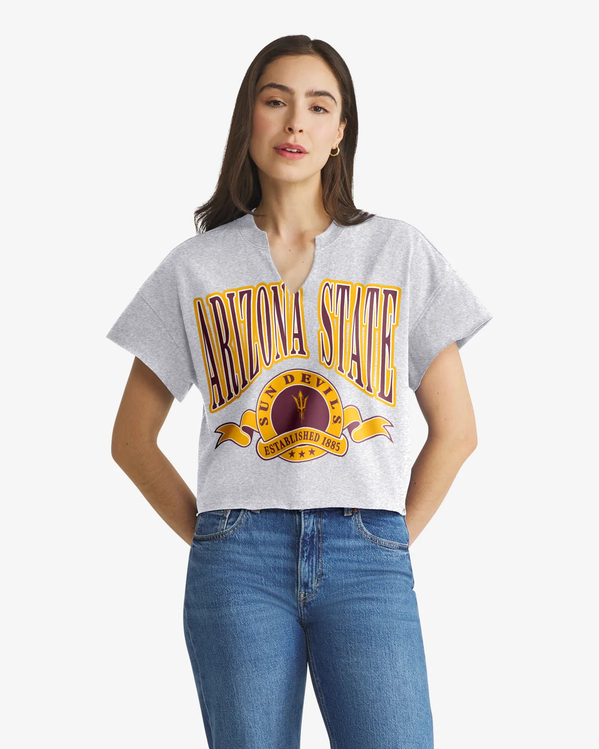 ARIZONA STATE SUN DEVILS ASU BANNERS OUT '47 OVERSIZED NOTCH NECK TEE WOMENS