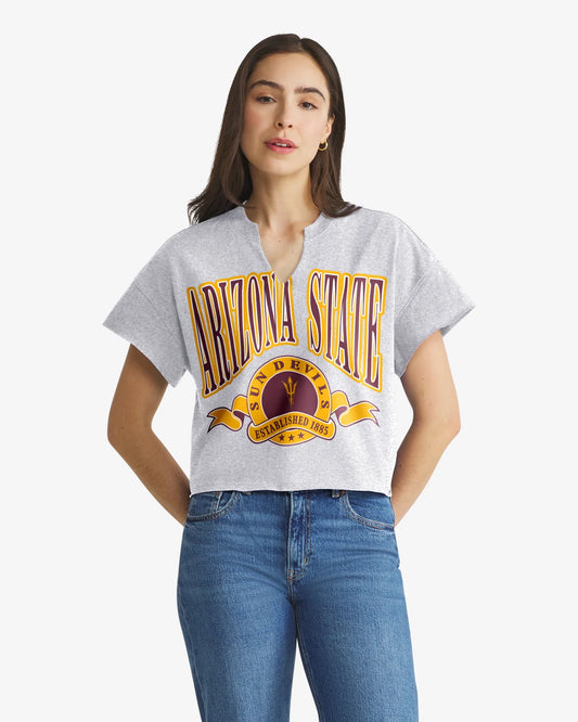 ARIZONA STATE SUN DEVILS ASU BANNERS OUT '47 OVERSIZED NOTCH NECK TEE WOMENS