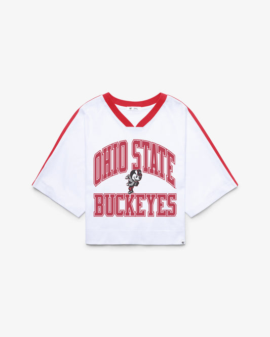 OHIO STATE BUCKEYES VINTAGE BIG OVERARCH '47 WOMEN'S DROP NEEDLE RAGLAN JERSEY